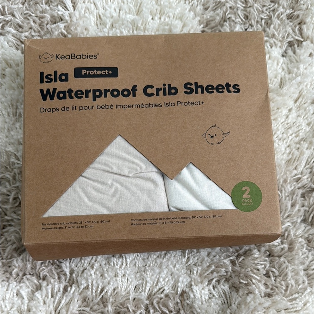 KeaBabies Isla Waterproof Crib Sheets - White